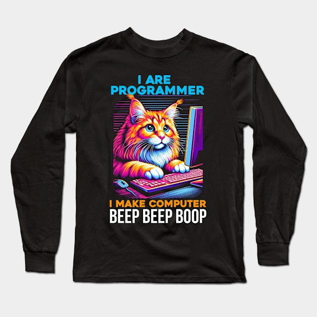 I Are Programmer Computer Cat Beep Boop I Funny IT Classic Long Sleeve T-Shirt by T-shirt US